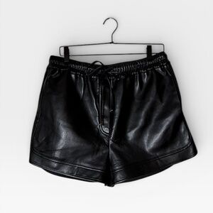 Vici Faux Leather Shorts Black With drawstring and pockets‎ Size XL (A)